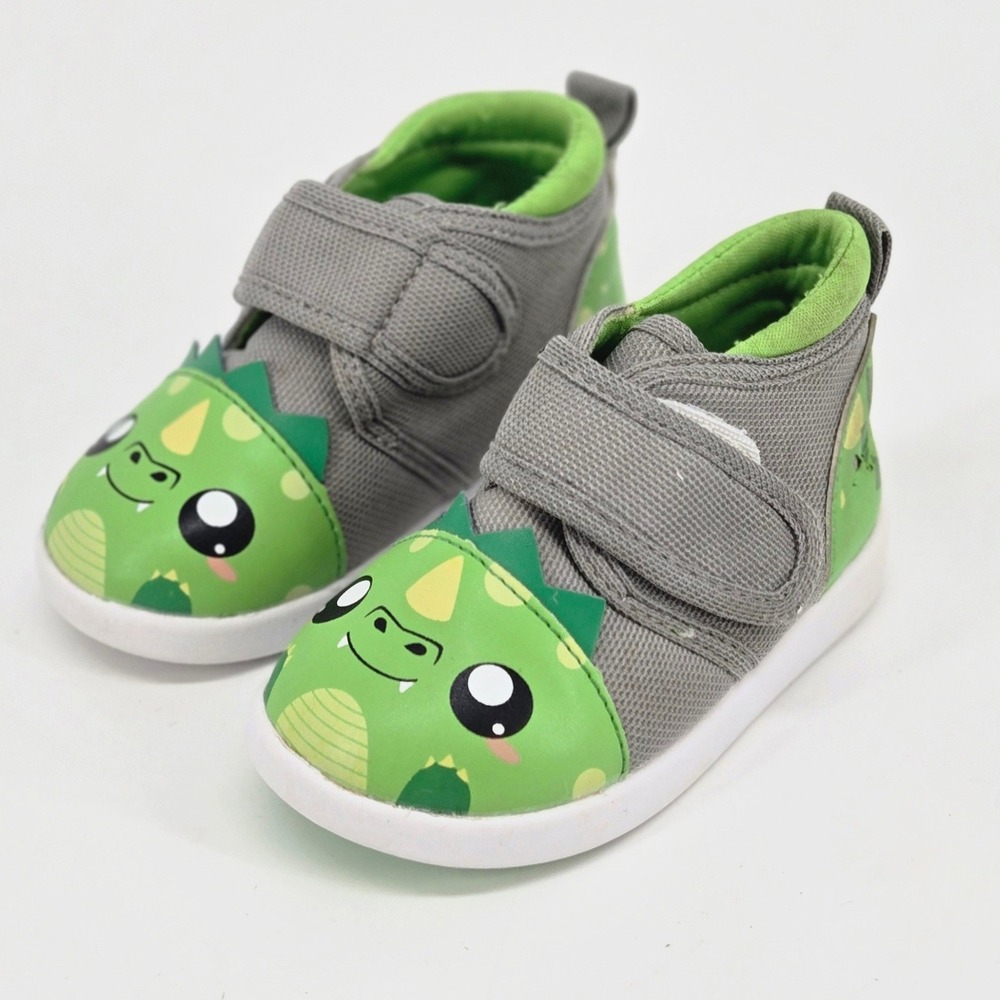 ikiki Oliver the Dragon Squeaky‎ Wide Toe Box Grey Green Toddler Shoes Sneaker 5